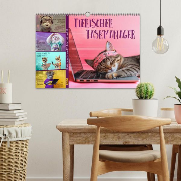Produktbild: Tierischer Taskmanager (Wandkalender 2026 DIN A3 quer), CALVENDO Monatskalender