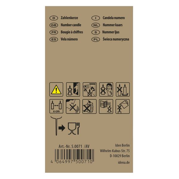 Produktbild: Idena Zahlenkerze 1 Regenbogen metallic