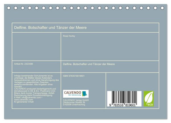 Produktbild: Delfine. Botschafter und T&auml;nzer der Meere (Tischkalender 2027 DIN A5 quer), CALVENDO Monatskalender