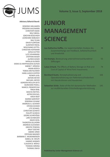 Junior Management Science, Volume 3, Issue 3, September 2018, Taschenbuch von Junior Management Science E. V., GRIN, 9783346081728