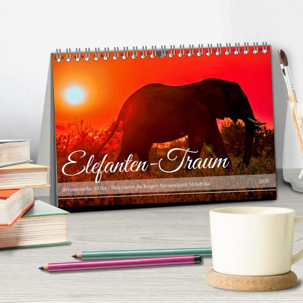 Produktbild: Elefanten-Traum - Herzenssache Afrika (Tischkalender 2026 DIN A5 quer), CALVENDO Monatskalender