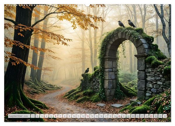 Produktbild: Fl&uuml;stern der Verg&auml;nglichkeit - Gothic Dark Nature Landschaften (Wandkalender 2026 DIN A2 quer), CALVENDO Monatskalender