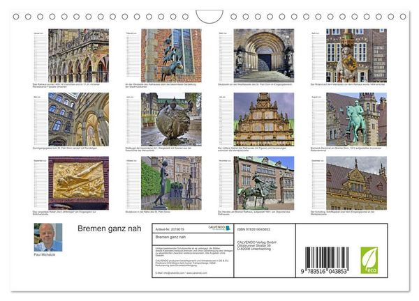 Produktbild: Bremen ganz nah (Wandkalender 2026 DIN A4 quer), CALVENDO Monatskalender