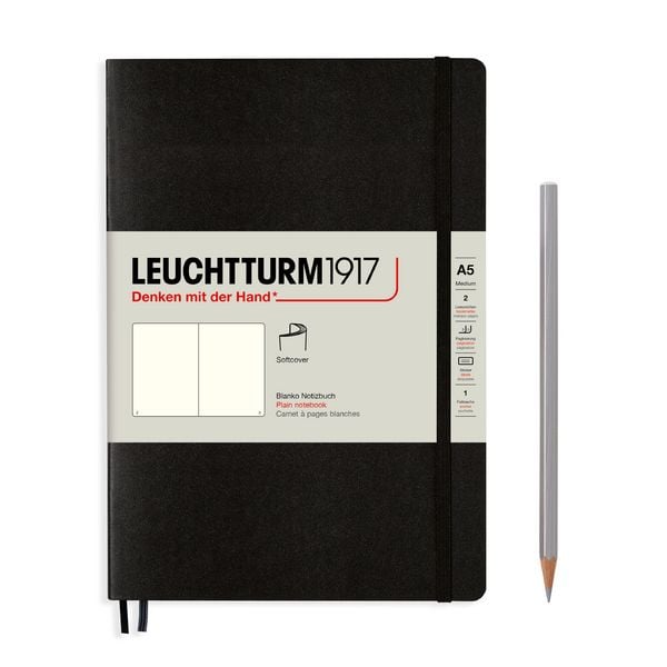 Produktbild: Notizbuch Medium A5 blanko Softcover schwarz