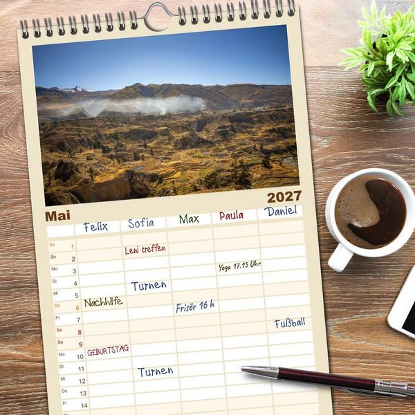 Produktbild: Familienplaner 2027 - Peru - Traumreise durch das Land der Inka mit 5 Spalten (Wandkalender, 21 x 45 cm) CALVENDO