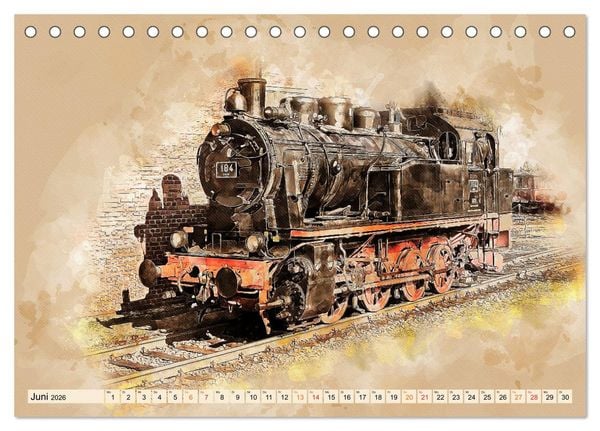 Produktbild: Dampflokomotiven - wundersch&ouml;ne Giganten auf Schienen (Tischkalender 2026 DIN A5 quer), CALVENDO Monatskalender