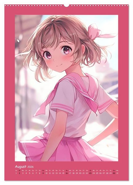 Produktbild: Zauberhafte Momente. Rosa Tr&auml;ume im Manga-Stil (Wandkalender 2026 DIN A2 hoch), CALVENDO Monatskalender