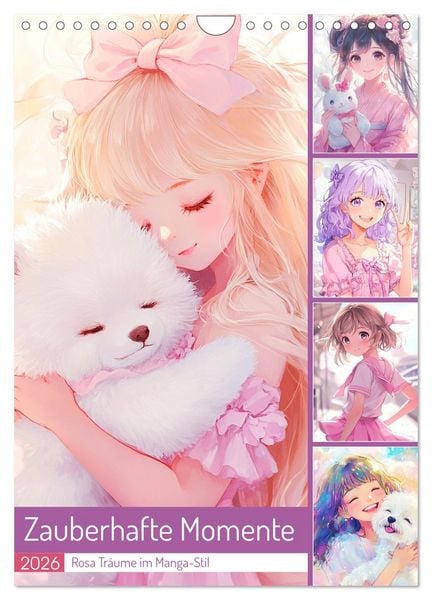 Zauberhafte Momente. Rosa Träume im Manga-Stil (Wandkalender 2026 DIN A4 hoch), CALVENDO Monatskalender