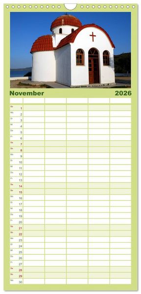 Produktbild: Familienplaner 2026 - Griechische Inseln mit 5 Spalten (Wandkalender, 21 x 45 cm) CALVENDO