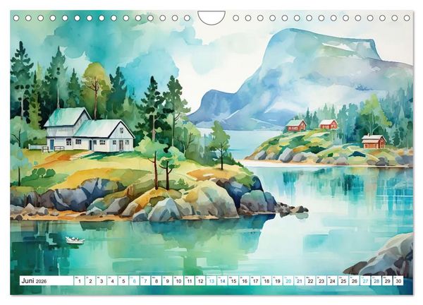 Produktbild: Aquarelltr&auml;ume am See (Wandkalender 2026 DIN A4 quer), CALVENDO Monatskalender