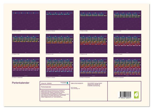 Produktbild: Perlenkalender (hochwertiger Premium Wandkalender 2026 DIN A2 quer), Kunstdruck in Hochglanz