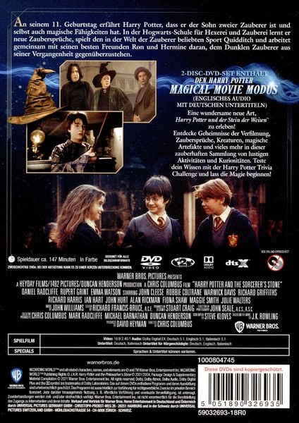 Produktbild: Harry Potter und der Stein der Weisen - Jubil&auml;ums-Edition 20 Jahre Magische Momente - Magical Movie Mode
[2 DVDs]