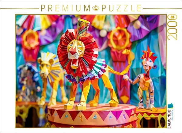 CALVENDO Puzzle Löwen aus Papier in der Manege des Zirkuszeltes | 2000 Teile Lege-Größe 90x67cm Foto-Puzzle für glückliche Stunden