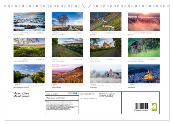 Produktbild: Malerisches Mainfranken (Wandkalender 2026 DIN A3 quer), CALVENDO Monatskalender