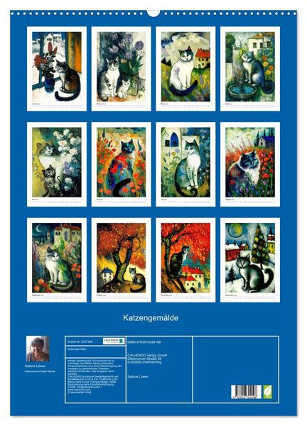 Produktbild: Katzengem&auml;lde (Wandkalender 2026 DIN A2 hoch), CALVENDO Monatskalender