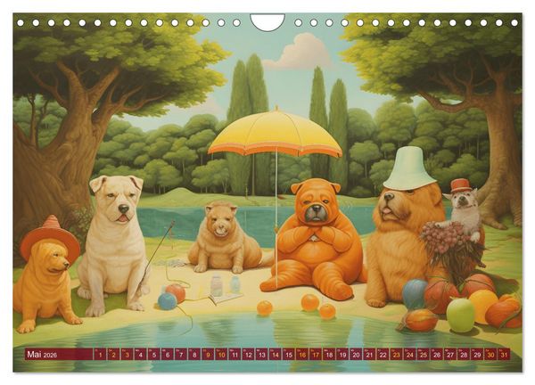 Produktbild: Boteros Hunde - Kunstvoller Kalender im Stile des Boterismo (Wandkalender 2026 DIN A4 quer), CALVENDO Monatskalender