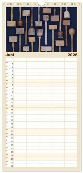 Produktbild: Familienplaner 2026 - K&uuml;chenutensilien mit 5 Spalten (Wandkalender, 21 x 45 cm) CALVENDO