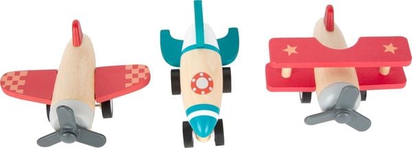 Small foot 11884 - Rückziehflieger-Set, Flugzeug-Set, Holz, 3-teilig