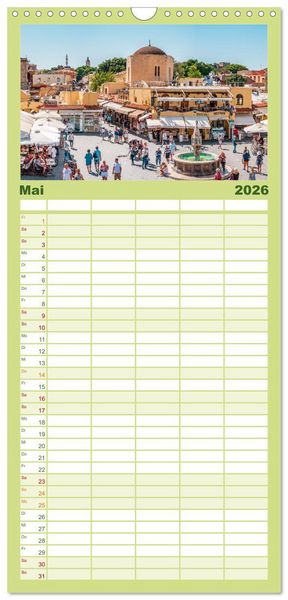 Produktbild: Familienplaner 2026 - Rhodos - Die Highlights der Insel mit 5 Spalten (Wandkalender, 21 x 45 cm) CALVENDO
