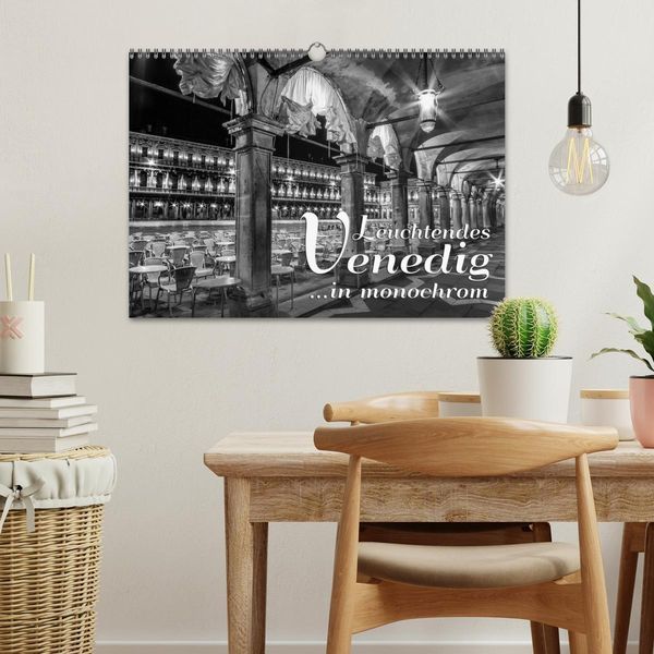 Produktbild: Leuchtendes Venedig &hellip;in monochrom (Wandkalender 2026 DIN A3 quer), CALVENDO Monatskalender