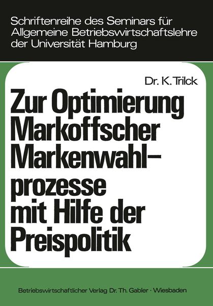 Produktbild: Zur Optimierung Markoffscher Markenwahlprozesse mit Hilfe der Preispolitik