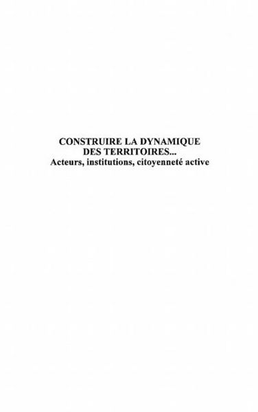 Produktbild: Construire La Dynamique des Territoires...