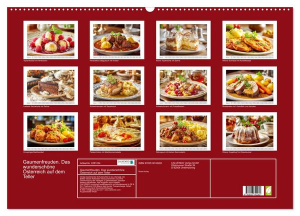 Produktbild: Gaumenfreuden. Das wundersch&ouml;ne &Ouml;sterreich auf dem Teller (Wandkalender 2026 DIN A2 quer), CALVENDO Monatskalender