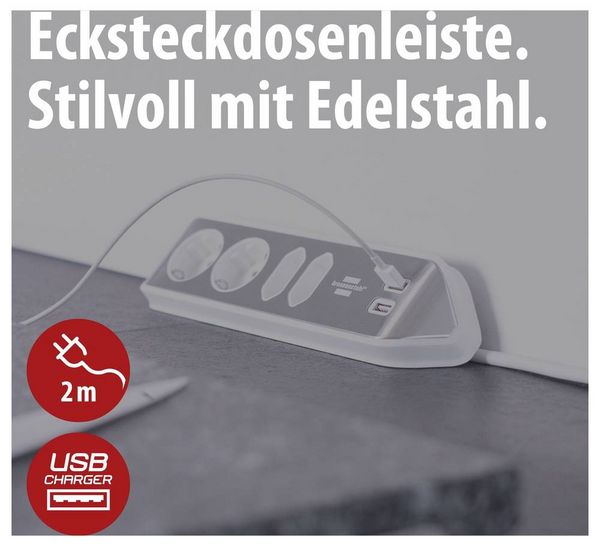 Produktbild: Brennenstuhl 1153590420 Tischsteckdose 1 St&uuml;ck Silber, Wei&szlig; Schutzkontakt 1St.