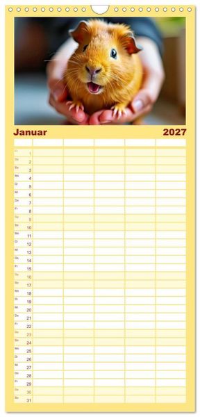 Produktbild: Familienplaner 2027 - S&uuml;&szlig;e Meerschweinchen mit 5 Spalten (Wandkalender, 21 x 45 cm) CALVENDO
