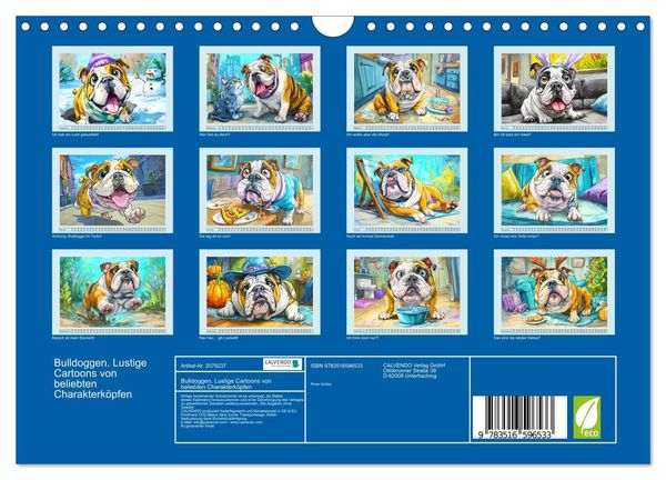 Produktbild: Bulldoggen. Lustige Cartoons von beliebten Charakterk&ouml;pfen (Wandkalender 2026 DIN A4 quer), CALVENDO Monatskalender