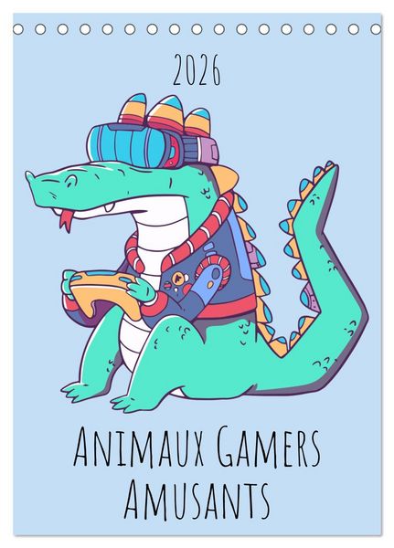 Animaux Gamers Amusants (Calendrier de bureau 2026 DIN A5 horizontal), CALVENDO calendrier mensuel