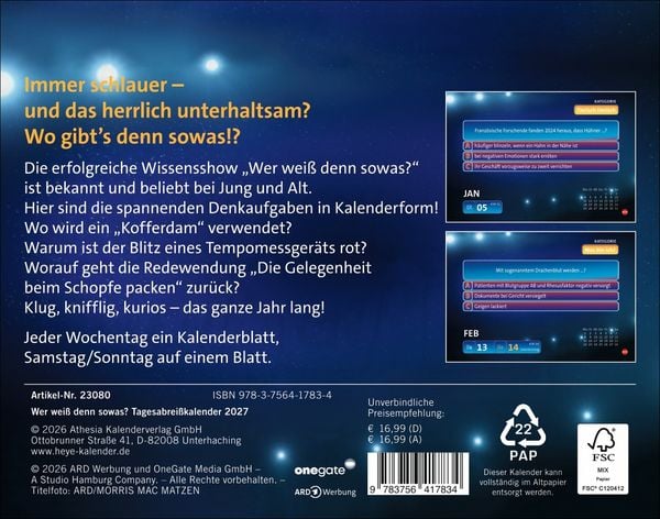 Produktbild: Wer wei&szlig; denn sowas? Tagesabrei&szlig;kalender 2027