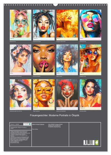 Produktbild: Frauengesichter. Moderne Portraits in &Ouml;loptik (Wandkalender 2026 DIN A2 hoch), CALVENDO Monatskalender