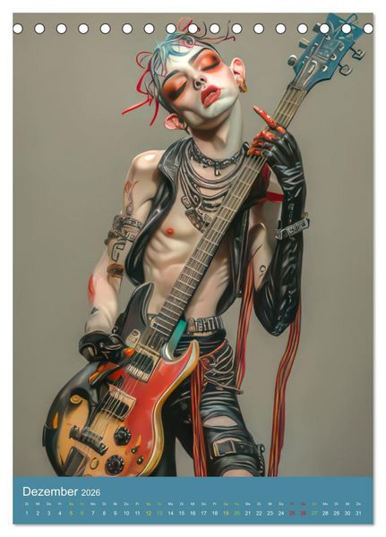 Produktbild: Rockbands und Punkbands - Witzige Karikaturen (Tischkalender 2026 DIN A5 hoch), CALVENDO Monatskalender
