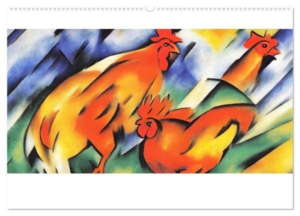 Produktbild: Bauernhoftiere, expressionistisch bunt (Wandkalender 2026 DIN A2 quer), CALVENDO Monatskalender