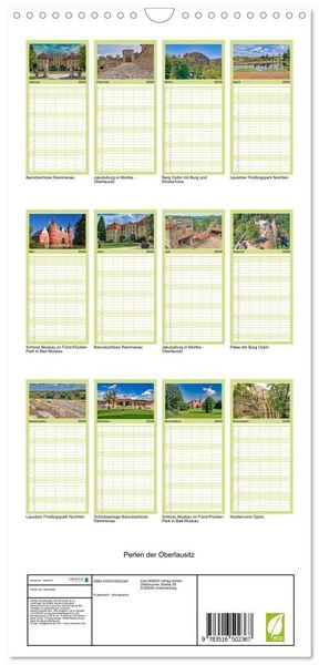 Produktbild: Familienplaner 2026 - Perlen der Oberlausitz mit 5 Spalten (Wandkalender, 21 x 45 cm) CALVENDO