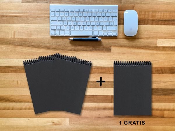 Produktbild: A 5 Notizblock - Set, 3+1 gratis, Luxury 80 Seiten SCHWARZ ONYX GLITTER-OPTIK, punktiert 20x20mm