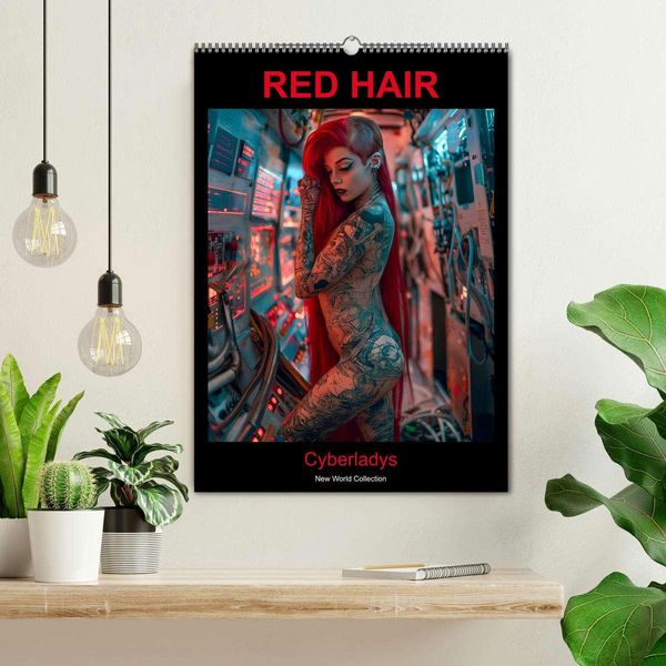 Produktbild: RED HAIR - Cyberladys (Wandkalender 2026 DIN A2 hoch), CALVENDO Monatskalender