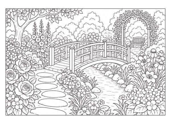 Produktbild: Garten Malbuch f&uuml;r Erwachsene &ndash; 50 Ausmalbilder zur Entspannung