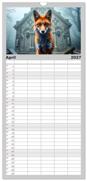 Produktbild: Familienplaner 2027 - Schattenkuss - Tiere in den Armen der Nacht mit 5 Spalten (Wandkalender, 21 x 45 cm) CALVENDO