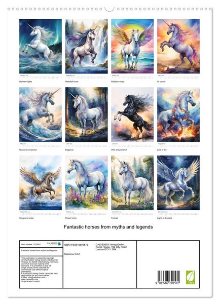 Produktbild: Fantastic horses from myths and legends (High Quality Premium Wall Calendar 2026 DIN A2 portrait),CALVENDO 12 Month Wall Calendar