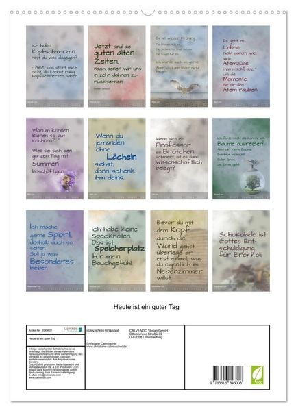 Produktbild: Heute ist ein guter Tag (hochwertiger Premium Wandkalender 2026 DIN A2 hoch), Kunstdruck in Hochglanz