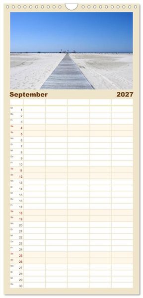 Produktbild: Familienplaner 2027 - Amrum &ndash; Trauminsel in der Nordsee mit 5 Spalten (Wandkalender, 21 x 45 cm) CALVENDO