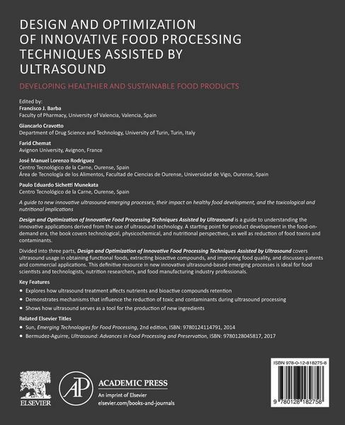 Produktbild: Design and Optimization of Innovative Food Processing Techniques Assisted by Ultrasound