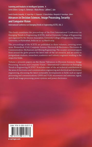 Produktbild: Advances in Decision Sciences, Image Processing, Security and Computer Vision