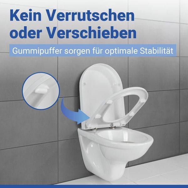 Produktbild: WC Sitz Mod. Palma Wei&szlig;, Toilettendeckel mit Absenkautomatik in D-Form