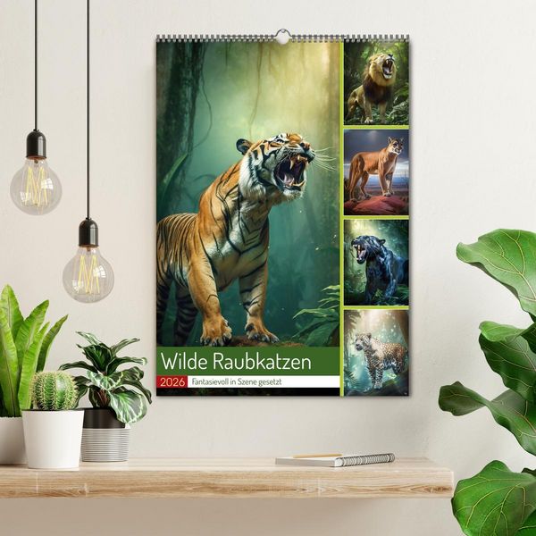 Produktbild: Wilde Raubkatzen (Wandkalender 2026 DIN A2 hoch), CALVENDO Monatskalender