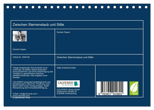 Produktbild: Zwischen Sternenstaub und Stille (Tischkalender 2026 DIN A5 quer), CALVENDO Monatskalender