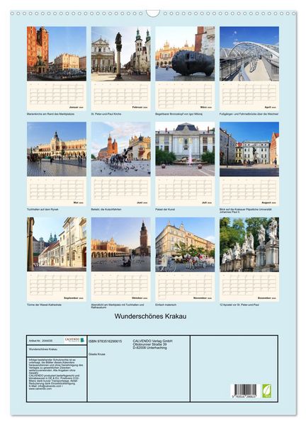 Produktbild: Wundersch&ouml;nes Krakau (Wandkalender 2026 DIN A2 hoch), CALVENDO Monatskalender