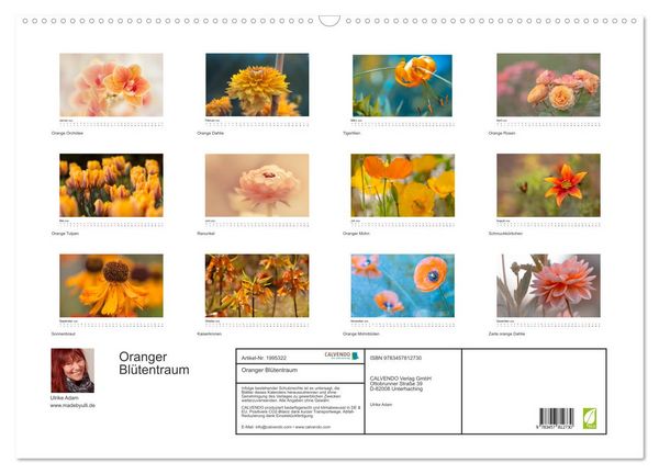 Produktbild: Oranger Bl&uuml;tentraum (Wandkalender 2026 DIN A2 quer), CALVENDO Monatskalender